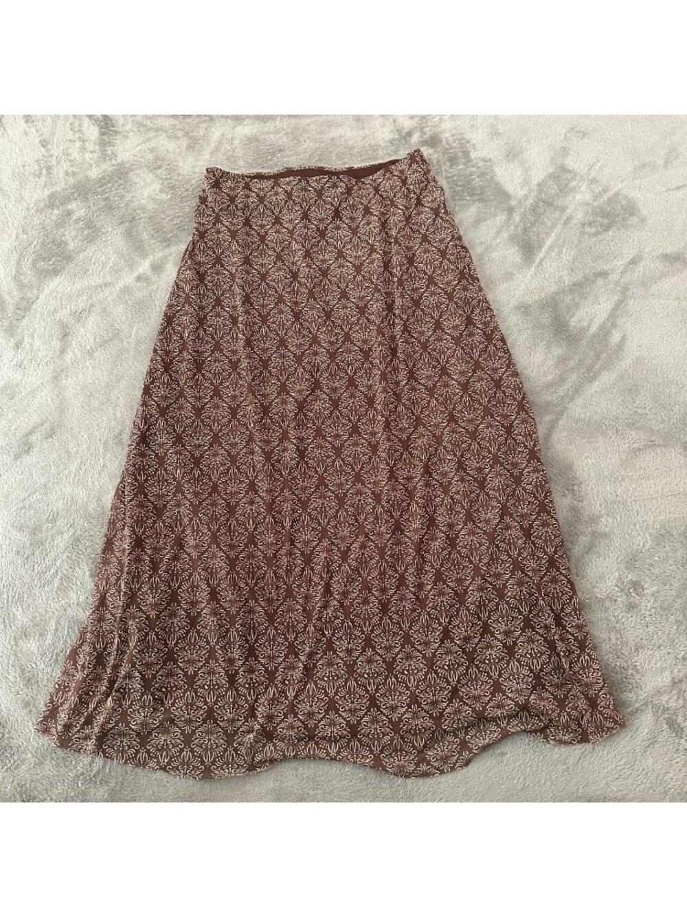 Halogen Brown Lined Mesh Midi Pull On Skirt Women's Large